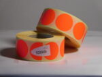 Körcímke TT 33 mm 1000db/tek.Fluó piros