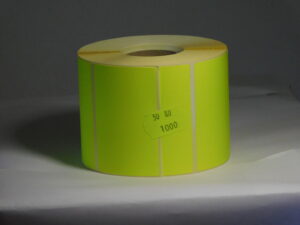 Papír címke 80x50 mm * 1000db / tekercs /fluó sárga/nettó ár