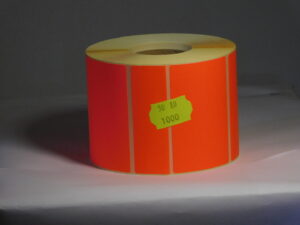 Papír címke 80x50 mm * 1000db / tekercs /fluó piros/nettó ár